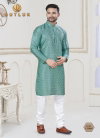 Green Colour Outluk Vol 133 Jequard Silk Digital Printed Mens Kurta Pajama Wholesale Online 133005